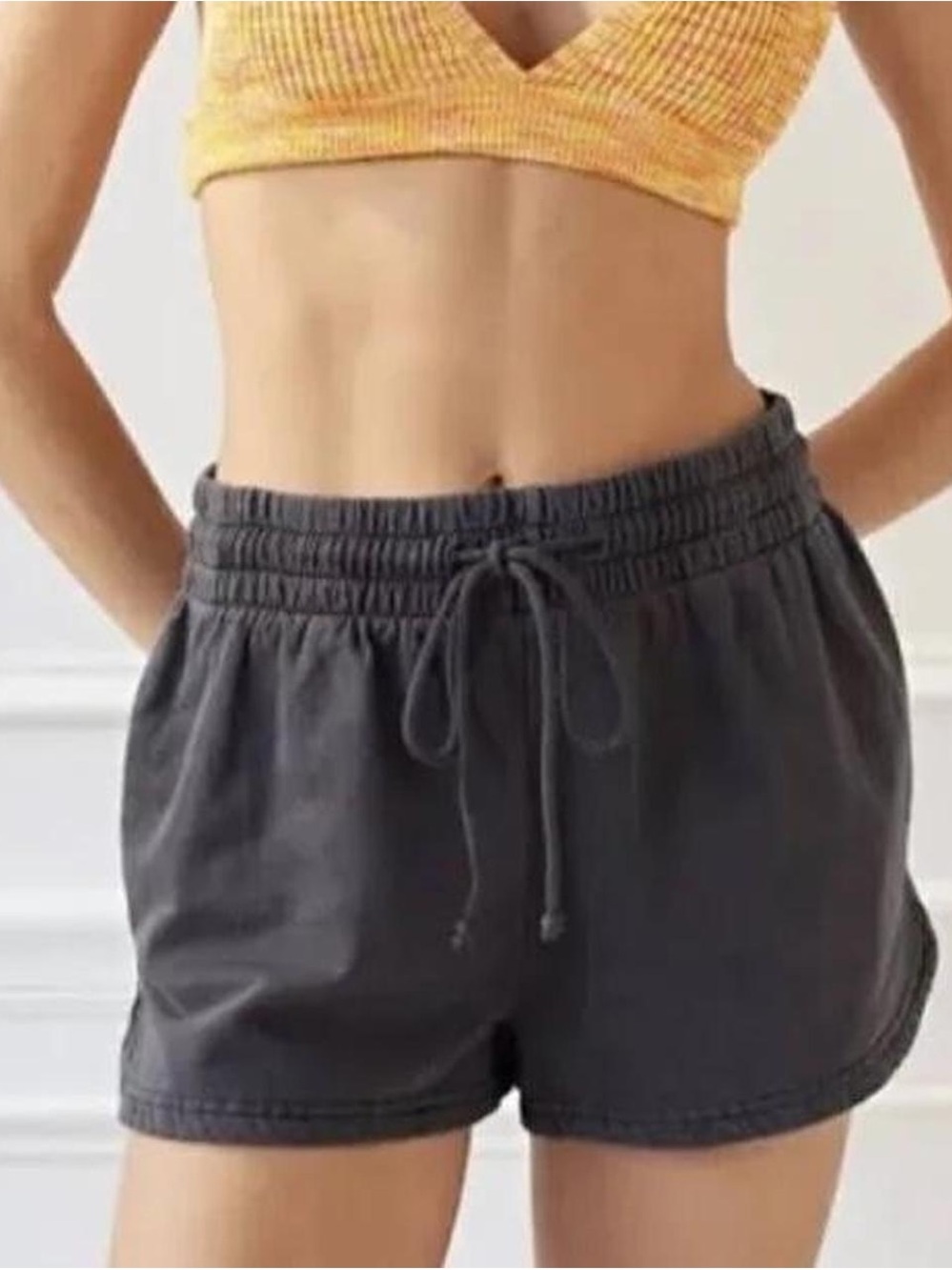 Urban Outfitters High-Waist Drawstring Women’s Shorts Charcoal